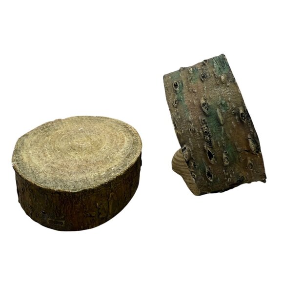 Vtg Wildlife Figurine Display Prop Barley Bear Grizzly Log Ceramic Cabin Rustic - Picture 7 of 11